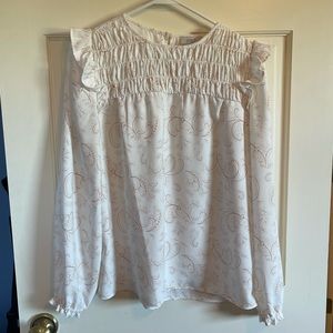 M LOFT Ruffled Shoulder Blouse. Like New